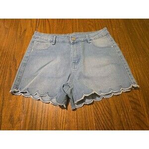 WOMENS ELLISON BLUE 100% COTTON SHORT SHORTS SIZE M WAIST FLAT